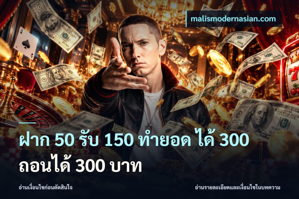 ฝาก 50 รับ 150 ทํายอด ได้ 300 ถอนได้ 300 บาท