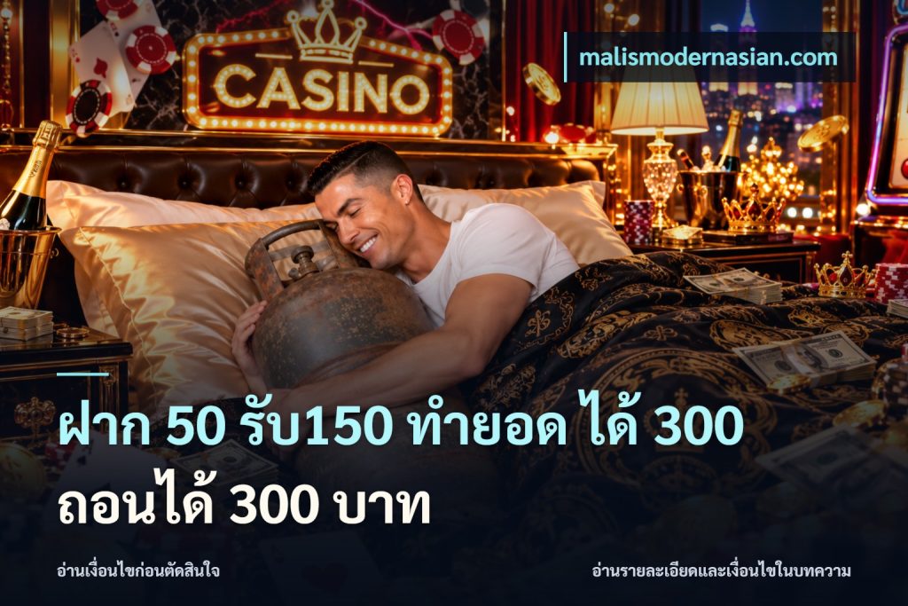 ฝาก 50 รับ150 ทำยอด ได้ 300 ถอนได้ 300 บาท
