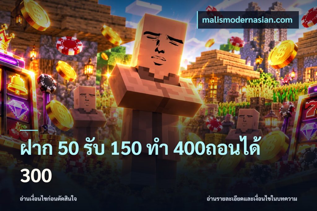 ฝาก 50 รับ 150 ทํา 400ถอนได้ 300