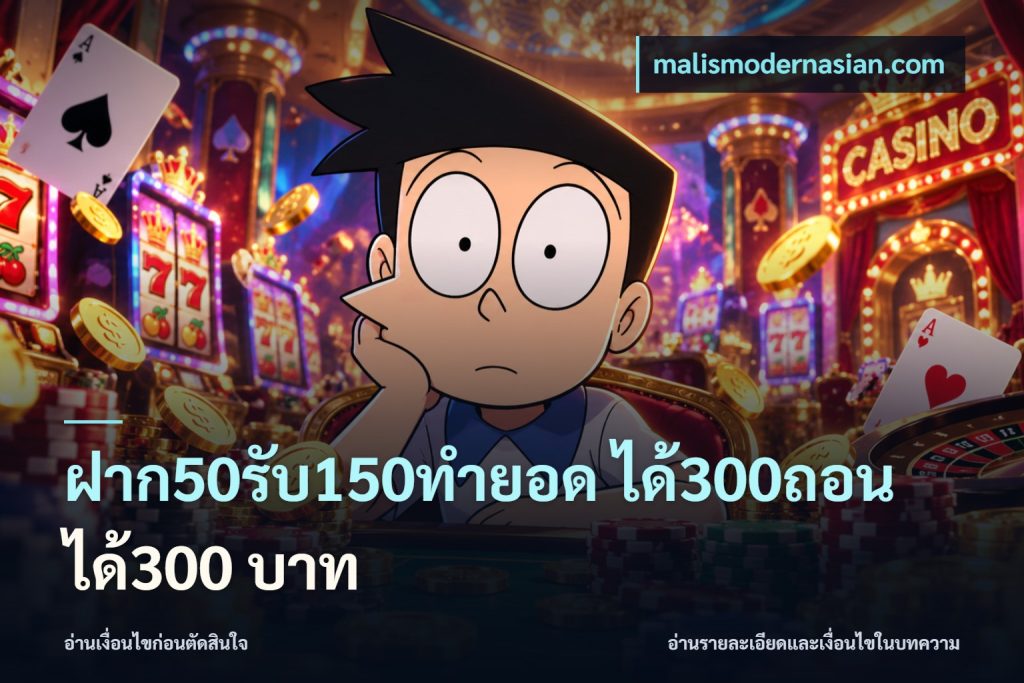ฝาก50รับ150ทํายอด ได้300ถอนได้300 บาท