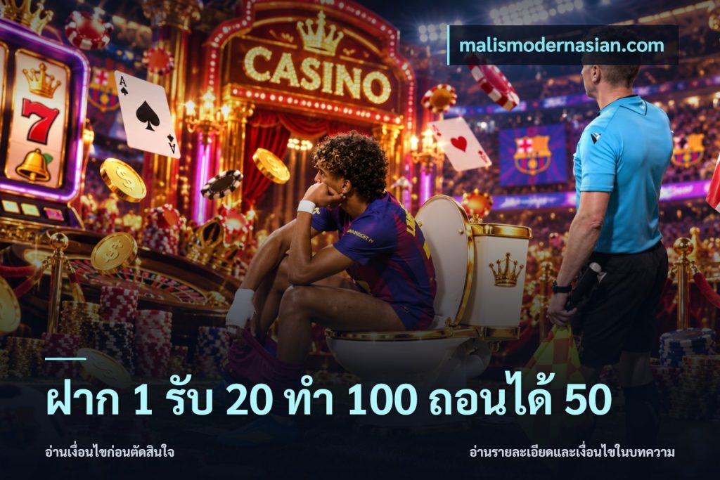 ฝาก 1 รับ 20 ทำ 100 ถอนได้ 50