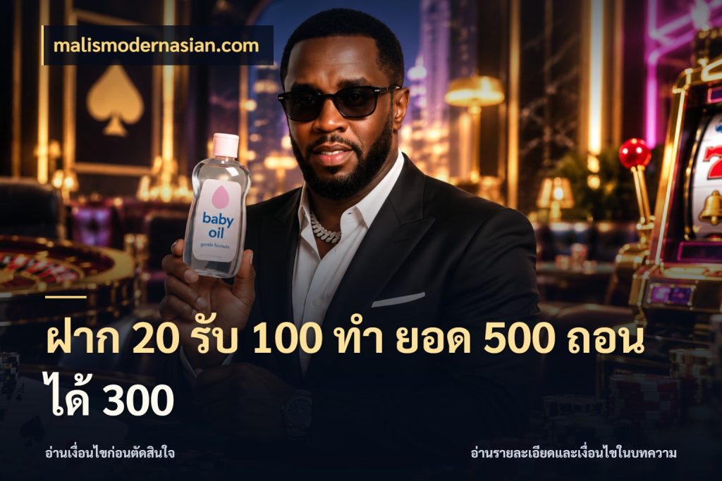 ฝาก 20 รับ 100 ทํา ยอด 500 ถอนได้ 300 โปรกับเกมที่ชอบเลือกให้ตรงสไตล์ ในมุม malismodernasian.com
